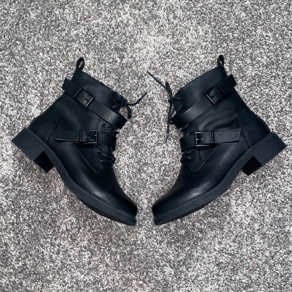 Torrid Black Pleather Combat Boots